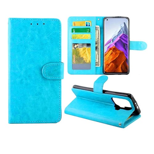 Para Xiaomi MI 11 Pro Crazy Horse Texture Clee Horizontal Flip Funda protectora con soporte y ranuras para tarjetas y marco de la fotografía (Baby Blue)
