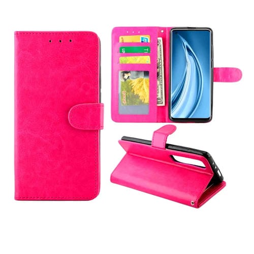Para Xiaomi Mi 10 SE Funda protectora horizontal de cuero Horizontal de cuero con soporte y ranuras para tarjetas y marco de billetera y foto (magenta)