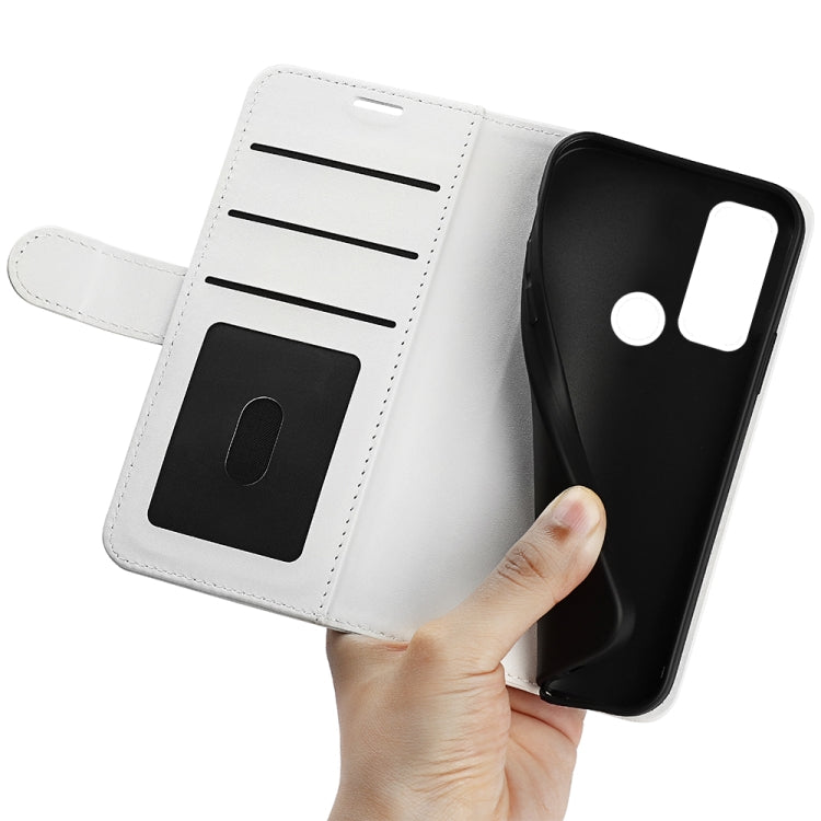 Funda Protectora TCL 20 R 5G R64 con Soporte, Ranuras para Tarjetas y Marco de Foto (Blanco)