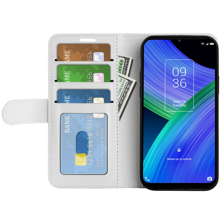 Funda Protectora TCL 20 R 5G R64 con Soporte, Ranuras para Tarjetas y Marco de Foto (Blanco)