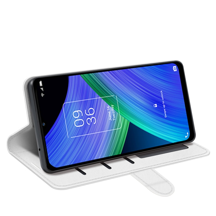 Funda Protectora TCL 20 R 5G R64 con Soporte, Ranuras para Tarjetas y Marco de Foto (Blanco)