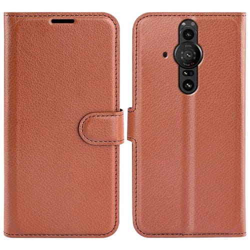 Para Sony Xperia Pro-I Litchi Texture Horizontal Flip Funda protectora con soporte y ranuras para tarjetas (marrón)