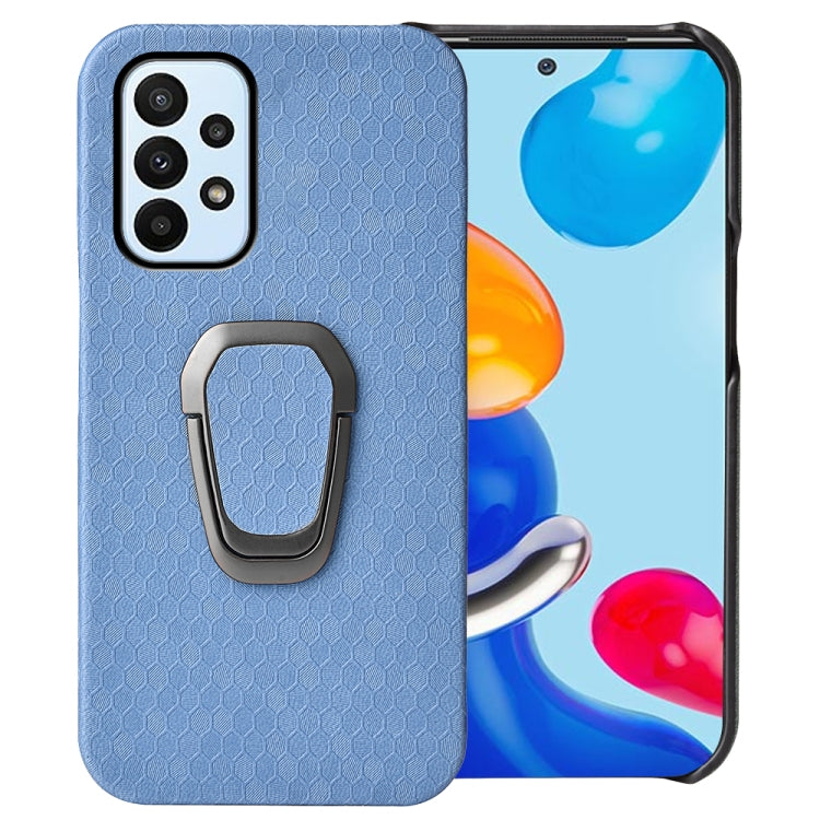 Para Samsung Galaxy A23 4G Soporte de anillo PUSCOMB PU Funda telefónica (azul claro)