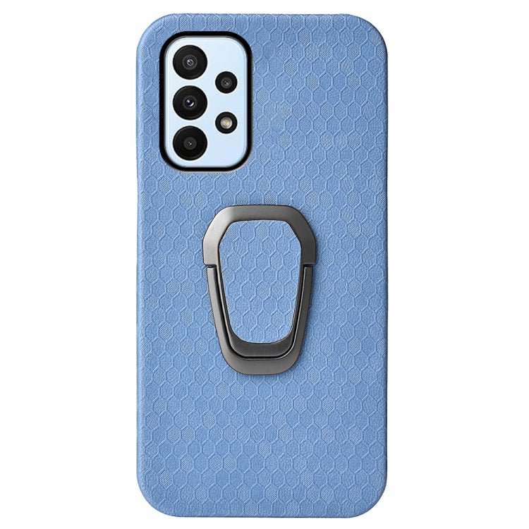 Para Samsung Galaxy A23 4G Soporte de anillo PUSCOMB PU Funda telefónica (azul claro)
