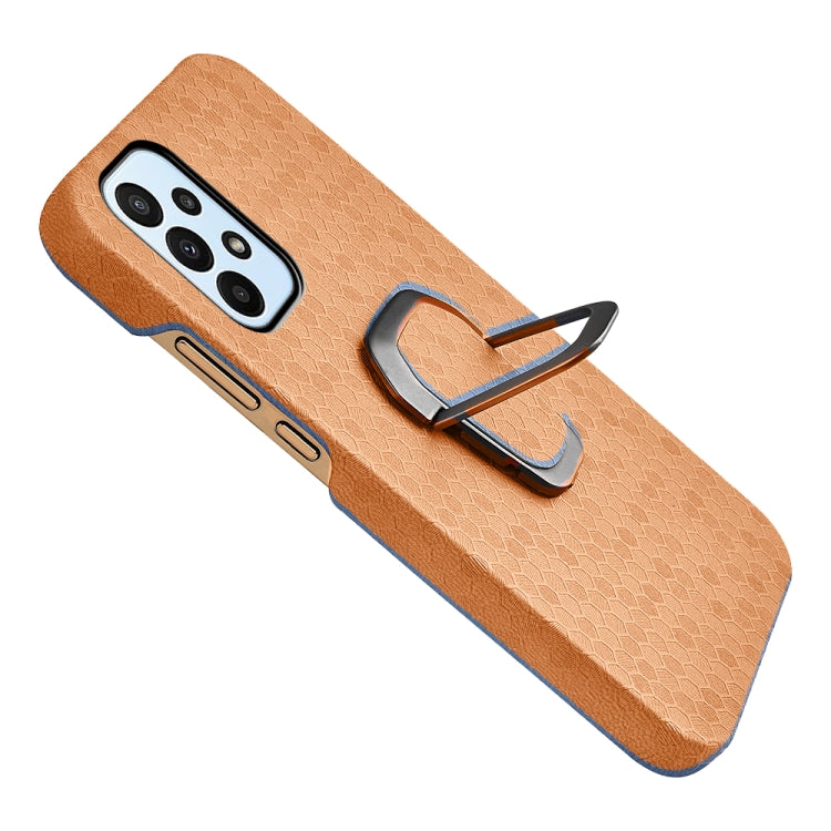 Para Samsung Galaxy A23 4G Titular de Anillo PUSCOMB PU Funda telefónica (naranja)