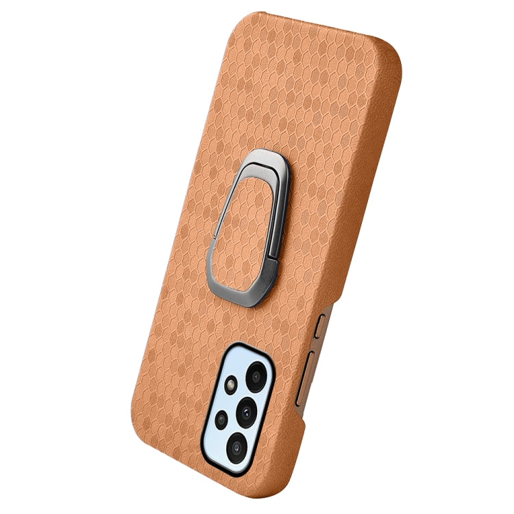 Para Samsung Galaxy A23 4G Titular de Anillo PUSCOMB PU Funda telefónica (naranja)