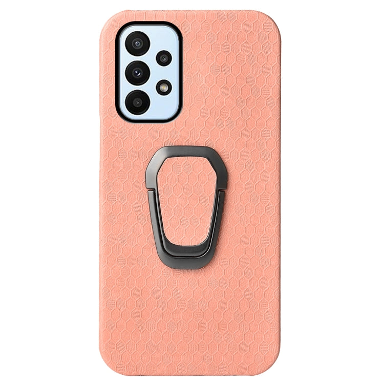 Para Samsung Galaxy A23 4G Titular de Anillo PUSCOMB PU Funda telefónica (rosa)