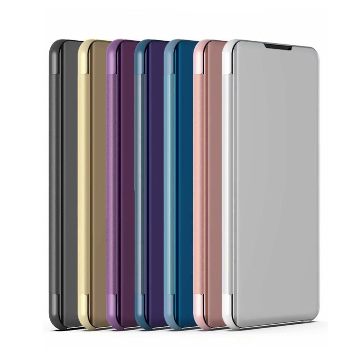 Para Samsung Galaxy M23 espejo plateado Caja de cuero de chancletas horizontales con soporte (oro rosa)