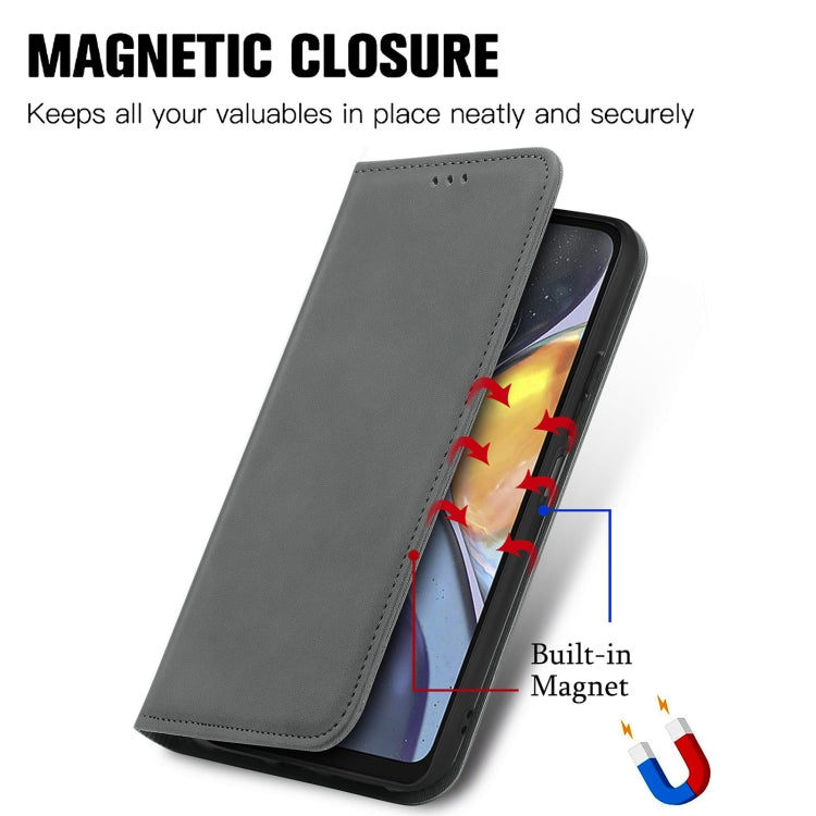 Funda de Cuero Magnética Retro Skin Feel para TCL 30 5G y 30+ 5G (Gris)