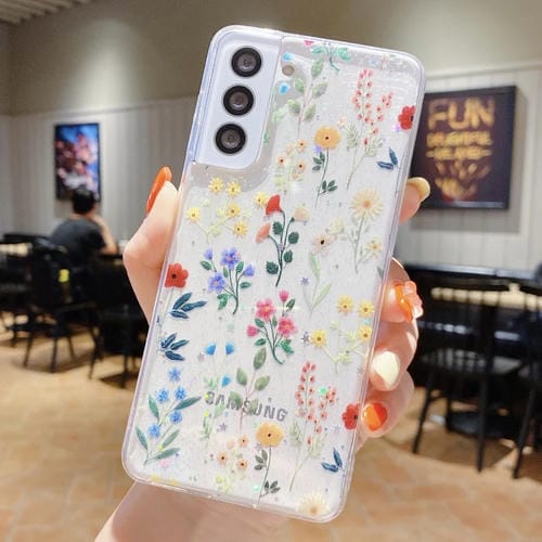 Funda para Samsung Galaxy A21S Fresh Small Floral Epoxy TPU Phone Case (Flores de Colores 4)