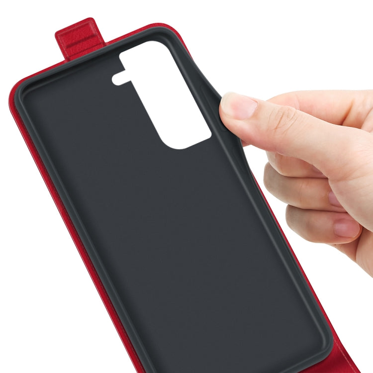 Para Samsung Galaxy S23 5G R64 Textura Vertical Funda de cuero con tapa para teléfono (Rojo)
