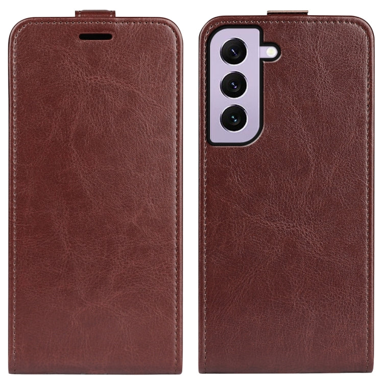 Para Samsung Galaxy S23 5G R64 Textura Vertical Flip Funda de cuero para teléfono (Marrón)