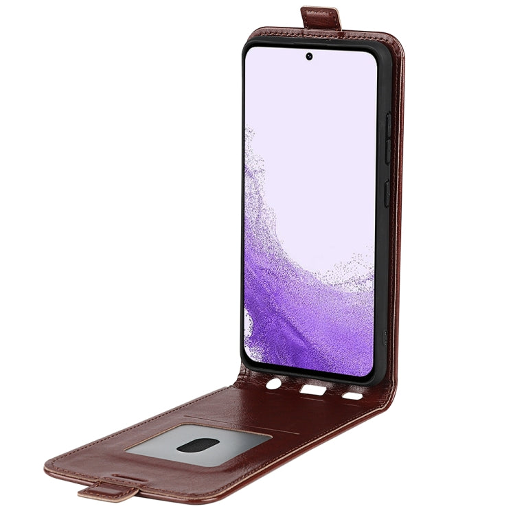 Para Samsung Galaxy S23 5G R64 Textura Vertical Flip Funda de cuero para teléfono (Marrón)
