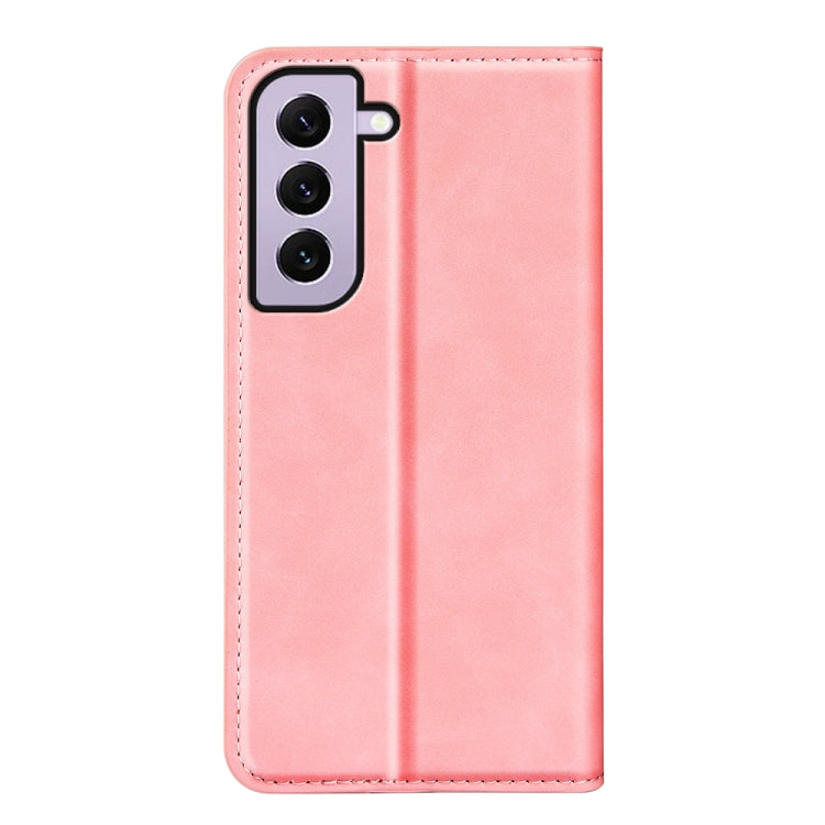 Para Samsung Galaxy S23 5G Funda de cuero con succión magnética de piel retro (rosa)