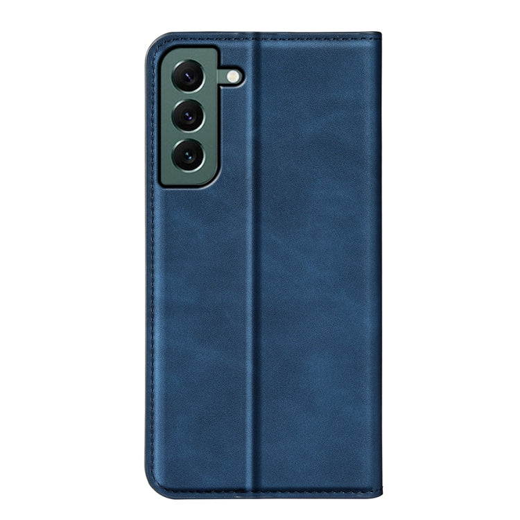 Para Samsung Galaxy S23+ 5G Estuche para teléfono de cuero con succión magnética de piel retro (azul oscuro)