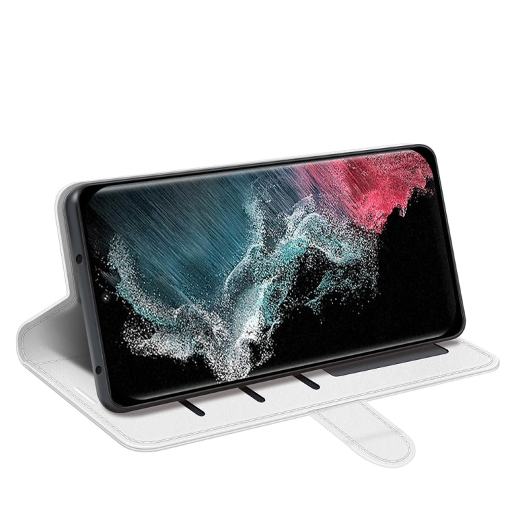 Para Samsung Galaxy S23 Ultra 5G R64 Funda de cuero con textura para teléfono (Blanco)