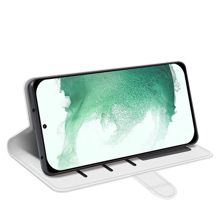 Para Samsung Galaxy S23+ 5G R64 Funda de cuero con textura para teléfono (Blanco)