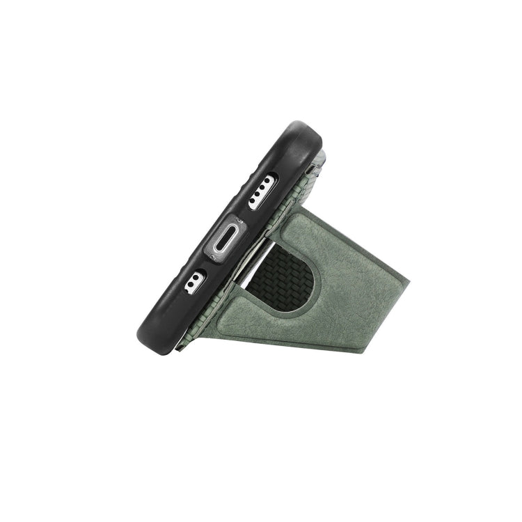 Para Samsung Galaxy A22 5G Cartera de fibra de carbono Flip Card Funda para teléfono con soporte en forma de K (Verde)