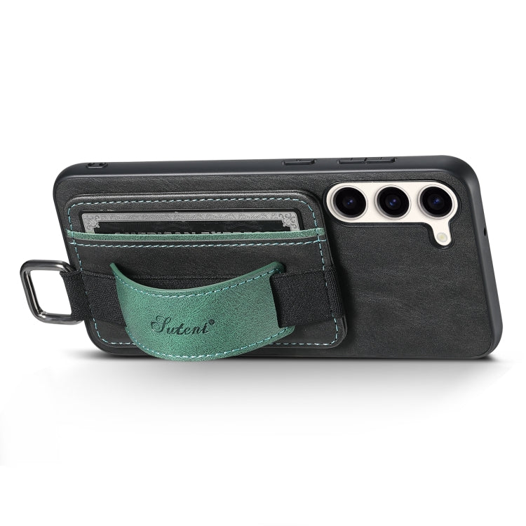 Para Samsung Galaxy S23 5G Suteni H13 Card Wallet Wrist Strap Holder PU Phone Case (Negro)