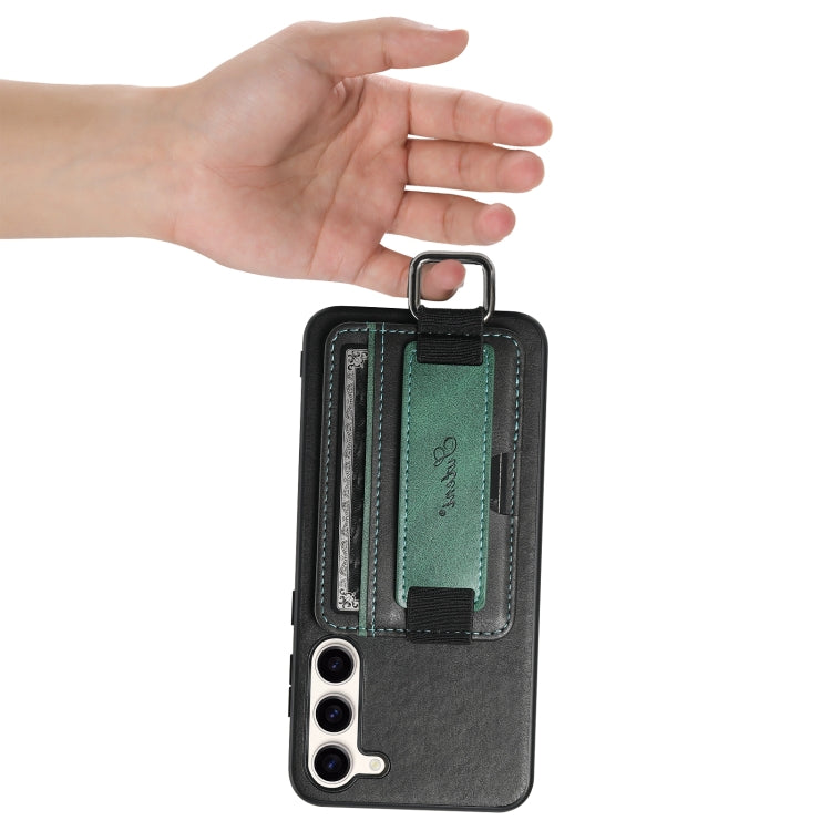 Para Samsung Galaxy S23+ 5G Suteni H13 Tarjeta Monedero Correa de muñeca Titular PU Caja del teléfono (Negro)