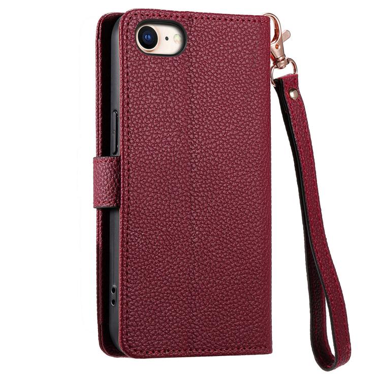 Funda de Cuero con Cordón y Cremallera Love para iPhone 16E (Roja)