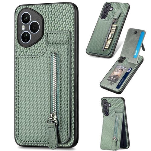 Funda de fibra de carbono con tapa vertical y cremallera para Honor 400 Global (verde)