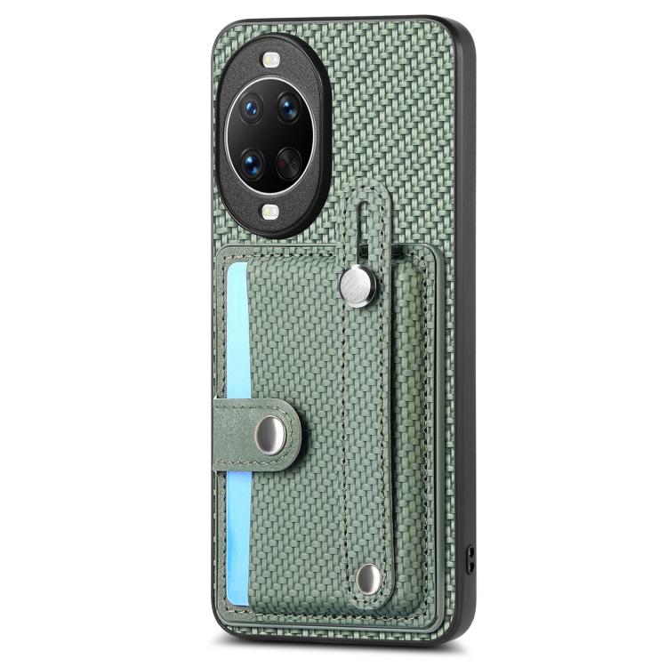 Funda trasera con correa para Huawei nova 14 Pro, soporte para tarjetas, billetera y cuchillo (verde)