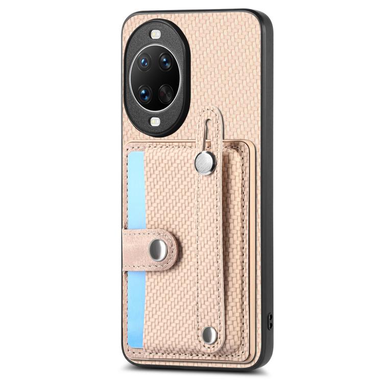 Funda trasera para Huawei nova 14 Pro con correa de muñeca, soporte para tarjetas, billetera y cuchillo (caqui)