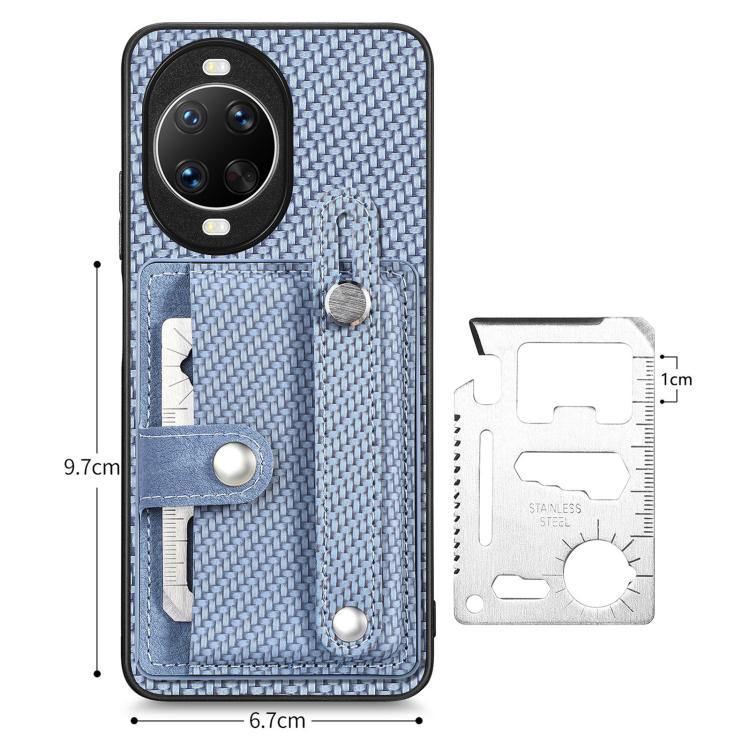 Funda trasera para Huawei nova 14 Ultra con función atril, tarjetero y cuchillo (azul)