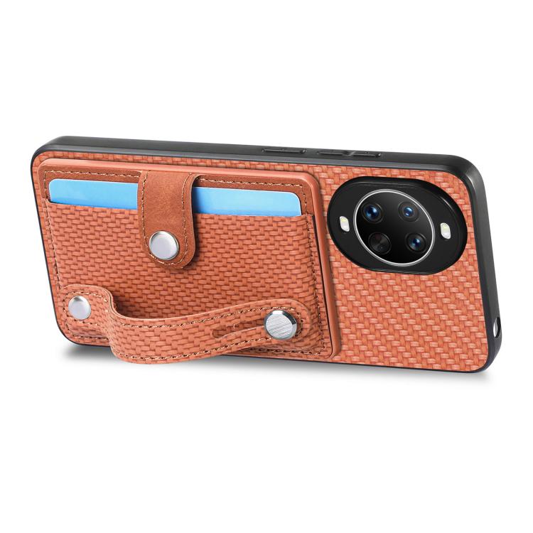 Funda trasera con correa para Huawei nova 14 Ultra, soporte para tarjetas, billetera y cuchillo (marrón)