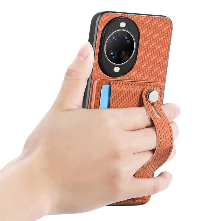 Funda trasera con correa para Huawei nova 14 Ultra, soporte para tarjetas, billetera y cuchillo (marrón)