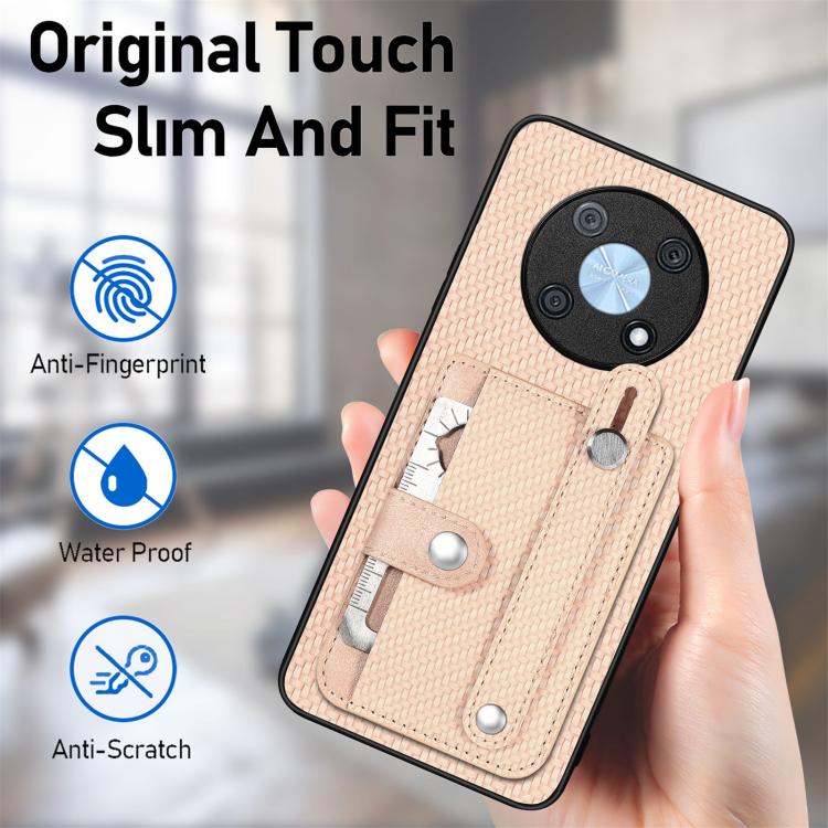 Funda trasera con soporte para tarjeta y correa para Huawei Nova 14, incluye cuchillo (negro)