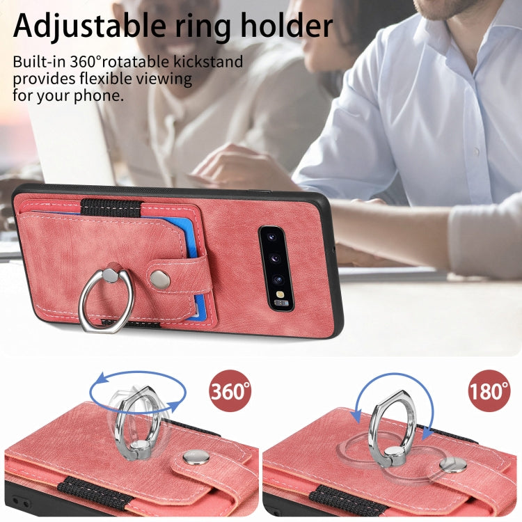 Funda tipo cartera con anillo y tarjetero para Samsung Galaxy S24 FE 5G, estilo retro, con tacto de piel (verde)
