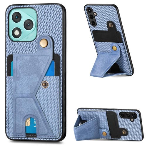 Funda para teléfono con tarjetero en forma de K de fibra de carbono para Honor 400 Lite (azul)