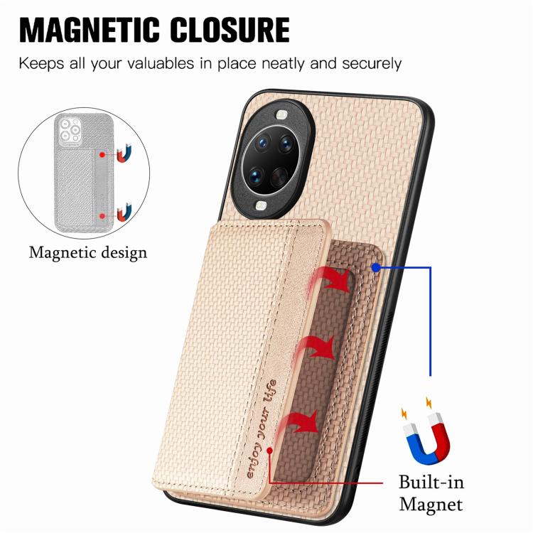 Funda magnética de fibra de carbono para Huawei Nova 14 (caqui)