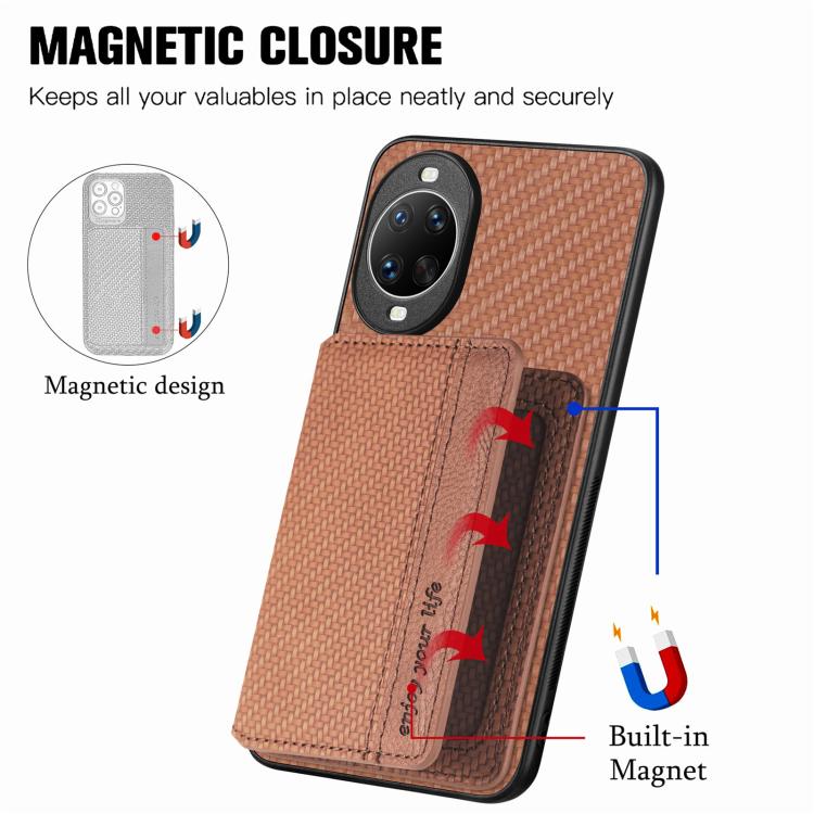 Funda magnética de fibra de carbono para Huawei Nova 14 Pro (marrón)
