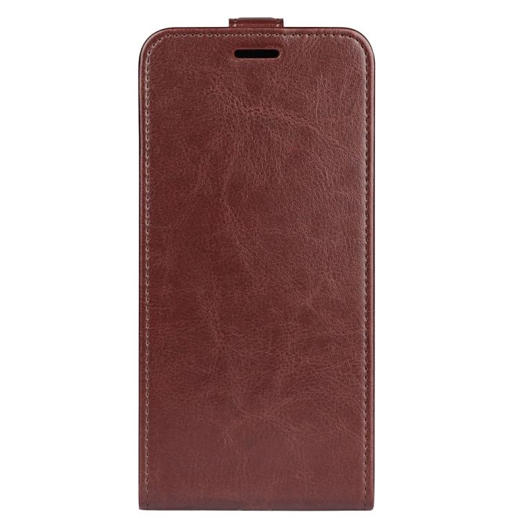 Funda de Cuero con Tapa Vertical Simple Textura R64 para iPhone 16E (Marrón)