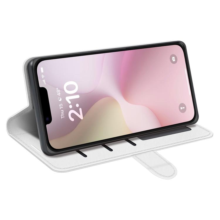 Funda de Cuero con Tapa Horizontal Textura R64 para iPhone 16E (Blanca)