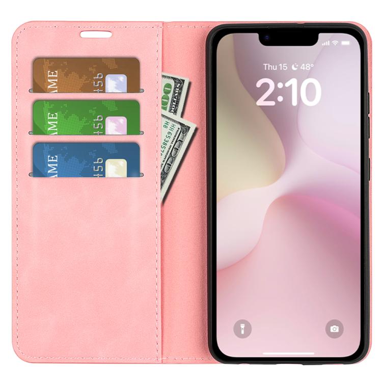Funda de Cuero con Ventosa Magnética para iPhone 16E Retro-Skin (Rosa)