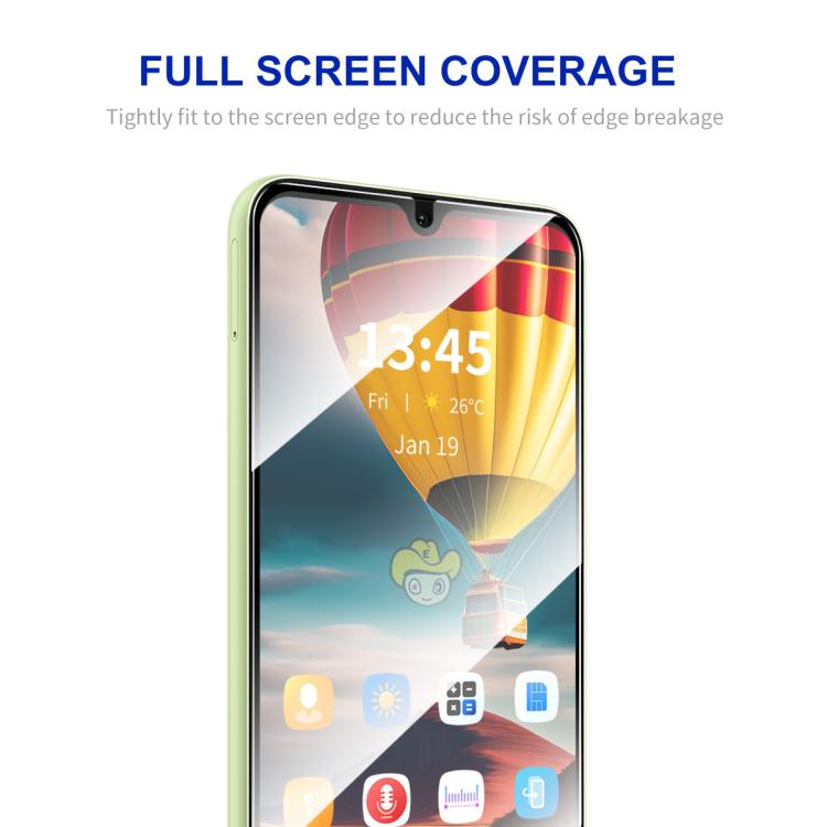 Película de vidrio templado de aluminio y silicio ENKAY Hat-Prince con pegamento completo para Redmi 15C 4G (173,1 mm)