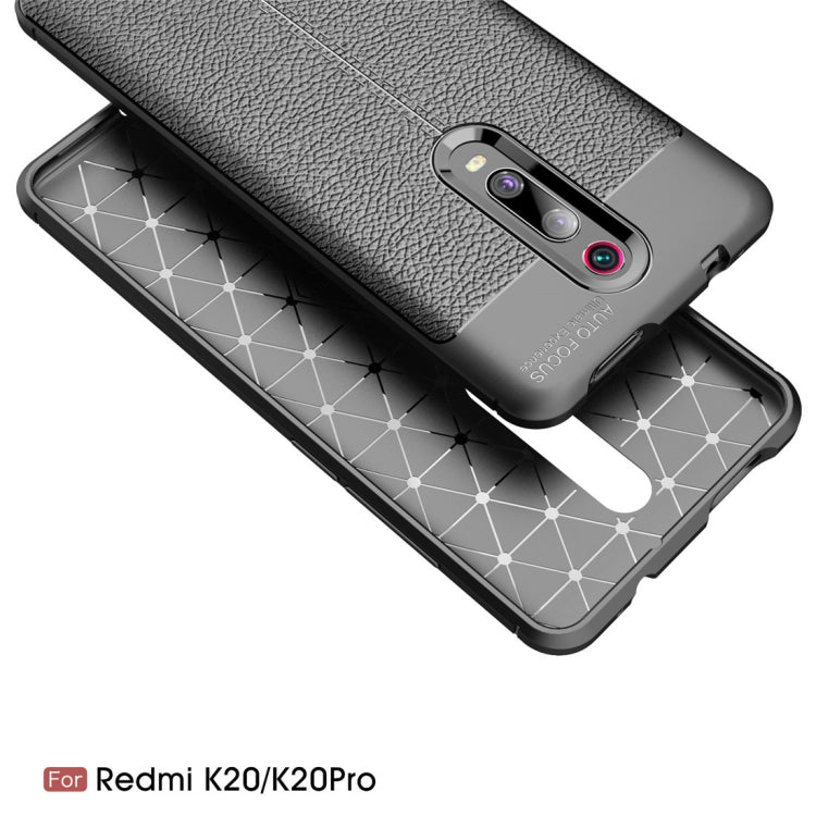 Estuche a Prueba de Golpes de TPU con Textura de Litchi para Xiamo Redmi K20 / K20Pro (Azul Marino)
