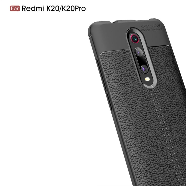 Estuche a Prueba de Golpes de TPU con Textura de Litchi para Xiamo Redmi K20 / K20Pro (Azul Marino)