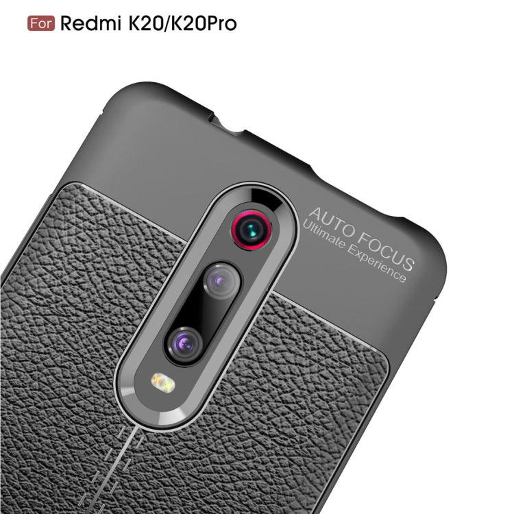 Estuche a Prueba de Golpes de TPU con Textura de Litchi para Xiamo Redmi K20 / K20Pro (Azul Marino)