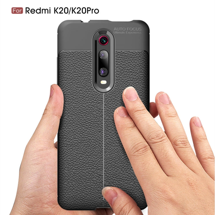 Estuche a Prueba de Golpes de TPU con Textura de Litchi para Xiamo Redmi K20 / K20Pro (Azul Marino)