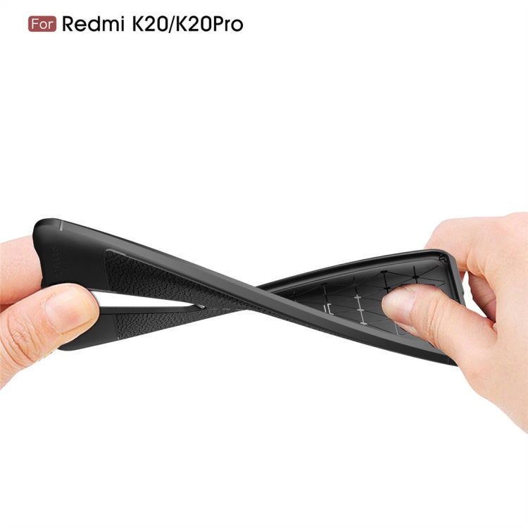 Estuche a Prueba de Golpes de TPU con Textura de Litchi para Xiamo Redmi K20 / K20Pro (Azul Marino)