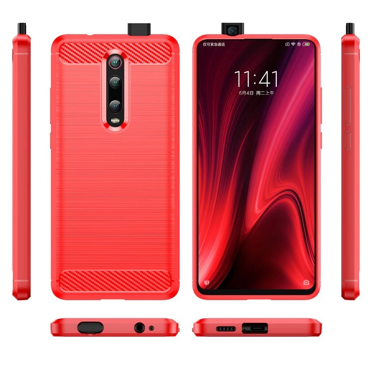 Carcasa de TPU de Fibra de Carbono con Textura Cepillada para Xiaomi Redmi K20 / K20 Pro (Rojo)