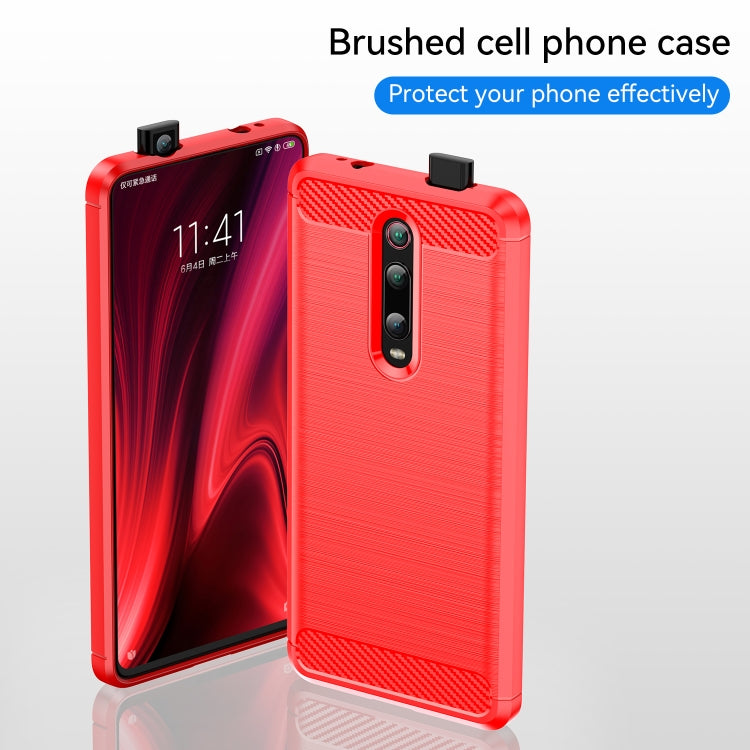 Carcasa de TPU de Fibra de Carbono con Textura Cepillada para Xiaomi Redmi K20 / K20 Pro (Rojo)