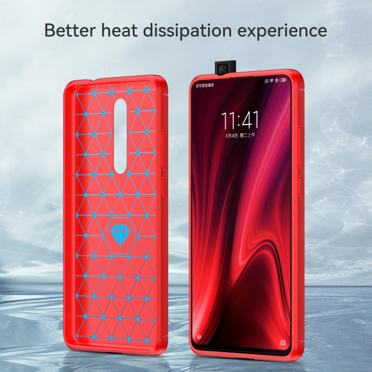 Carcasa de TPU de Fibra de Carbono con Textura Cepillada para Xiaomi Redmi K20 / K20 Pro (Rojo)