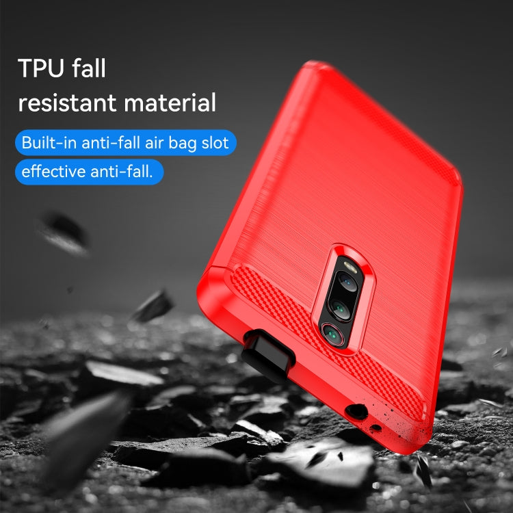 Carcasa de TPU de Fibra de Carbono con Textura Cepillada para Xiaomi Redmi K20 / K20 Pro (Rojo)