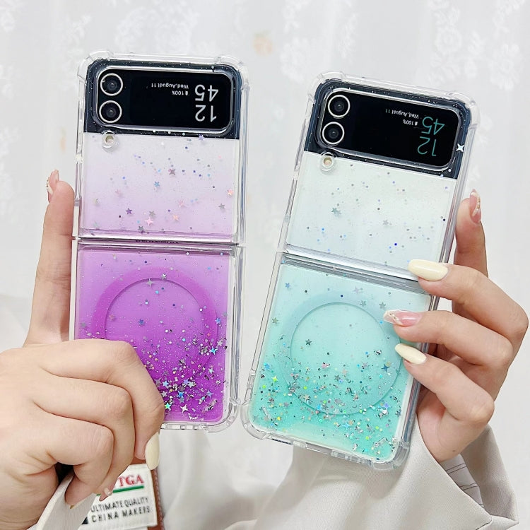 Funda de TPU con purpurina Magsafe para Samsung Galaxy Z Flip7 (verde)